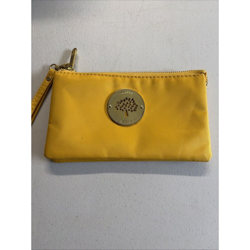MULBERRY WRISTLET WALLET Daria Yellow / Gold Nylon Pouch Multi Compartments